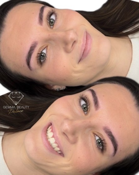 Antes y después de micropigmentación de cejas
