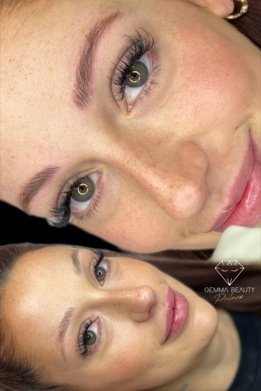 Antes y después de micropigmentación de cejas